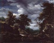 Jacob van Ruisdael Hilly Wooded Landscape with Cattle Spain oil painting artist